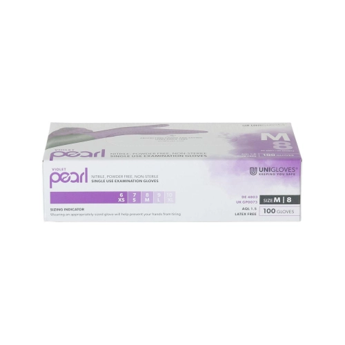 Unigloves Gants Nitrile non poudrés violet Pearl medium 100 pcs