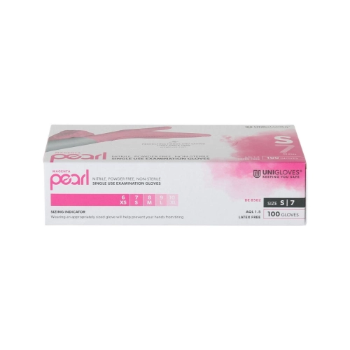 Unigloves Gants Nitrile non poudrés magenta Pearl small 100 pcs