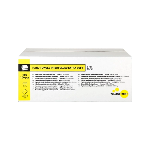 YELLOW POINT HANDDOEKEN 3-LAAGS 22x42cm (20x100st) - 2