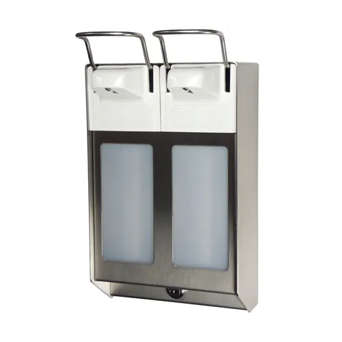 MEDIQO LINE RVS DUO ZEEPDISPENSER MET ELLEBOOG BEDIENING MODEL MQLDVO5E