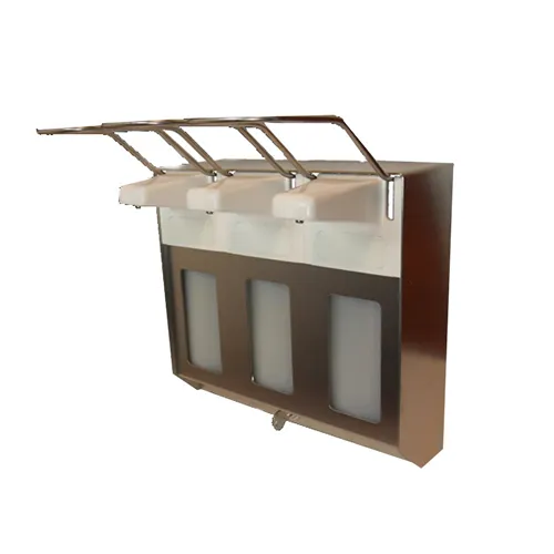 MEDIQO LINE RVS TRIO ZEEPDISPENSER MET ELLEBOOG BEDIENING 500ml LANGE BEUGEL MODEL MQLTV05E