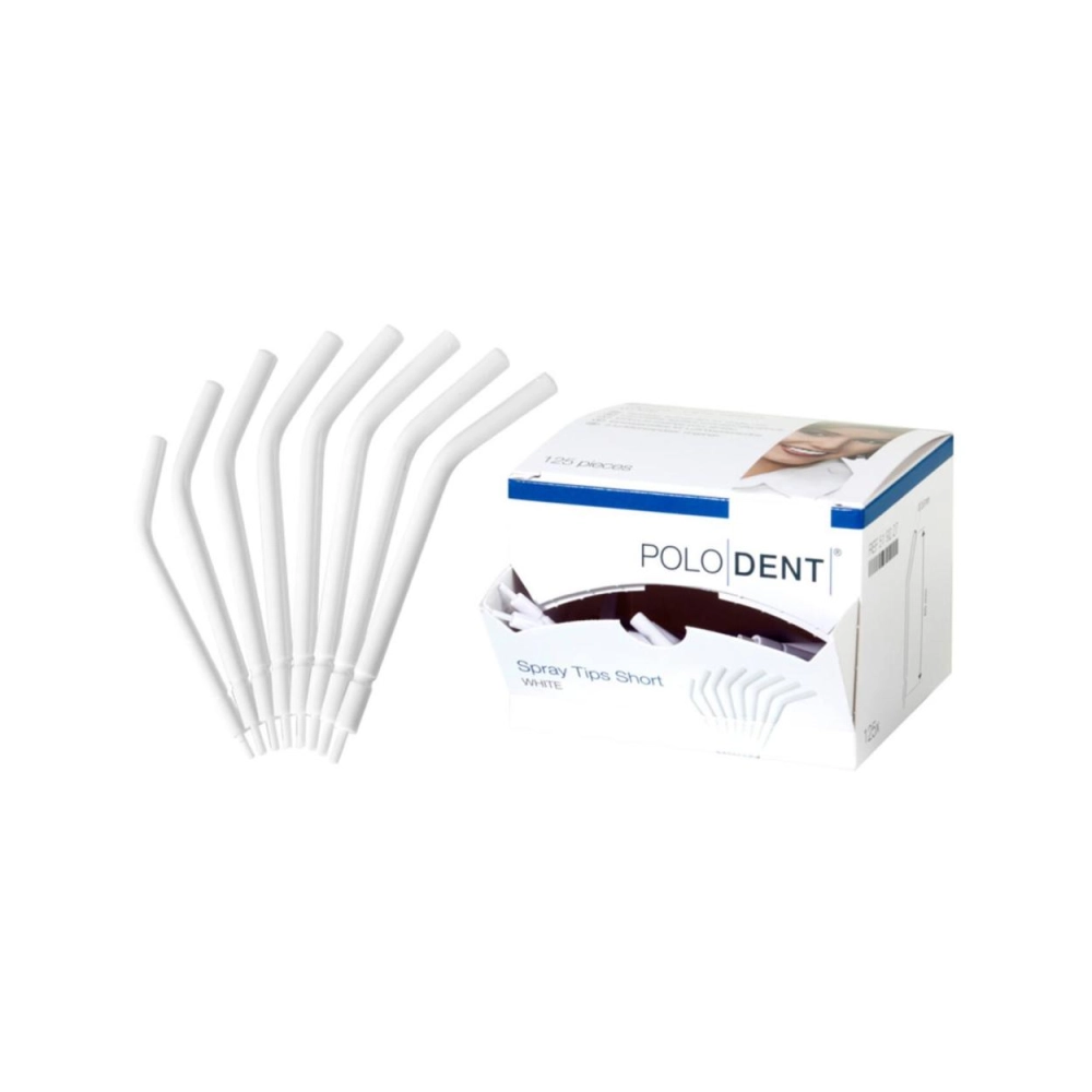 003316 - POLODENT SPRAYTIPS AIR/WATER MEERFUNCTIESPUIT TIPS KORT WIT (125st)