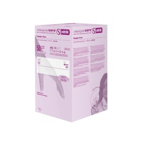 SEMPERCARE SEMPERIT HANDSCHOENEN NITRILE POEDERVRIJ STERIEL LARGE 240mm BLAUW (50pr)