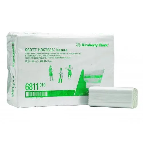 KIMBERLY CLARK HOSTESS NATURA HANDDOEKJES ZIG-ZAG 2-LAAGS 25x23cm NR.6811 (20x180st)