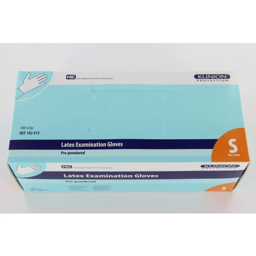 KLINION PROTECTION LATEX HANDSCHOENEN GEPOEDERD WIT SMALL (100st)