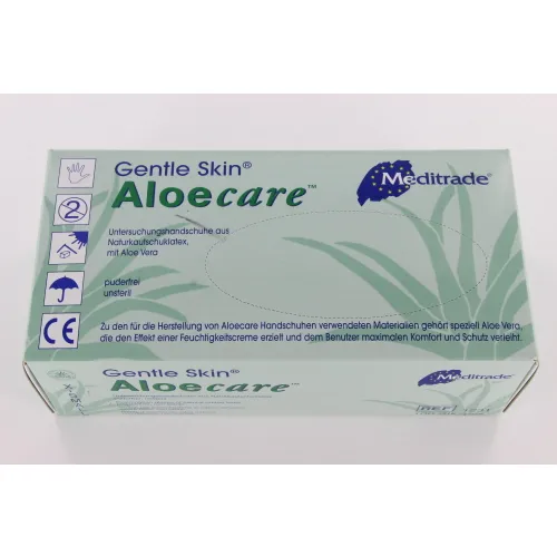 MEDITRADE GENTLE SKIN ALOECARE HANDSCHOENEN LATEX POEDERVRIJ EXTRA-SMALL GROEN (100st)