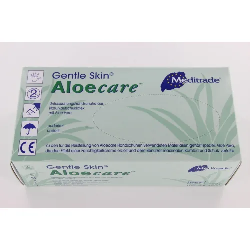 MEDITRADE GENTLE SKIN ALOECARE HANDSCHOENEN LATEX POEDERVRIJ SMALL GROEN (100st)