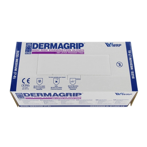 MEDICA DERMAGRIP HANDSCHOENEN LATEX POEDERVRIJ HIGH RISK MEDIUM (50st)