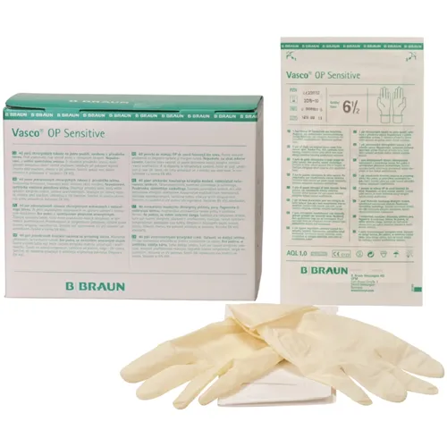 B. BRAUN VASCO OP SENSITIVE HANDSCHOENEN LATEX POEDERVRIJ MAAT 6,5 STERIEL (40pr)