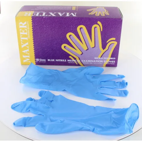 MAXTER HANDSCHOENEN NITRILE POEDERVRIJ EXTRA-SMALL BLAUW (100st)