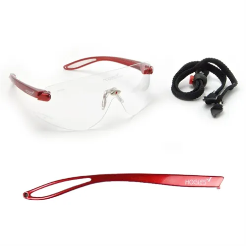 HOGIES BESCHERMBRIL EYEGUARD CLEAR FRAME METALLIC ROOD NEG001