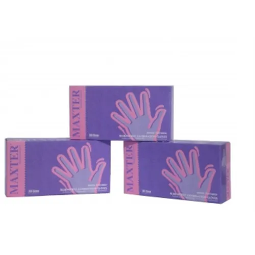 MAXTER HANDSCHOENEN NITRILE POEDERVRIJ FINGER TEXTURED MEDIUM BLAUW (100st)