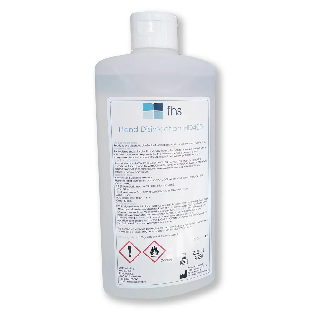 010072 - FHS HANDENDESINFECTIE HD400 (500ml)