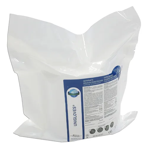 UNIGLOVES ALCOHOLVRIJE DESINFECTIE (OPPERVLAKTE) WIPES ROL 28x30cm (2x90vel)