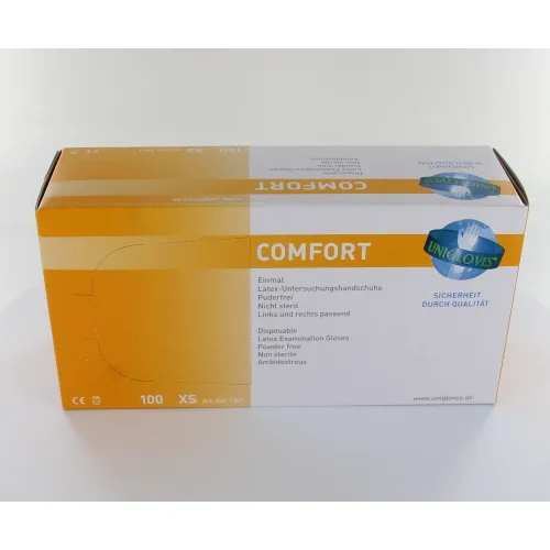 FHS COMFORT HANDSCHOENEN POEDERVRIJ LATEX EXTRA-SMALL WIT (100st)