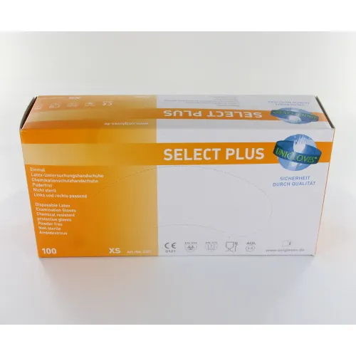 FHS SELECT PLUS HANDSCHOENEN POEDERVRIJ LATEX EXTRA-SMALL WIT (100st)