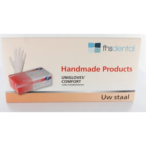 FHS COMFORT HANDSCHOENEN POEDERVRIJ LATEX WIT MONSTER VERPAKKING MAAT S,M,L (3pr)