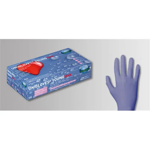 FHS HANDSCHOENEN YOUNGLOVE POEDERVRIJ NITRILE LARGE MET VITAMINE E (BLAUW/100st)