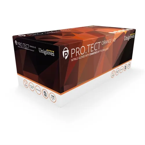 UNIGLOVES PRO.TECT ORANGE HD HANDSCHOENEN NITRILE EXTRA STERK MEDIUM (100st)