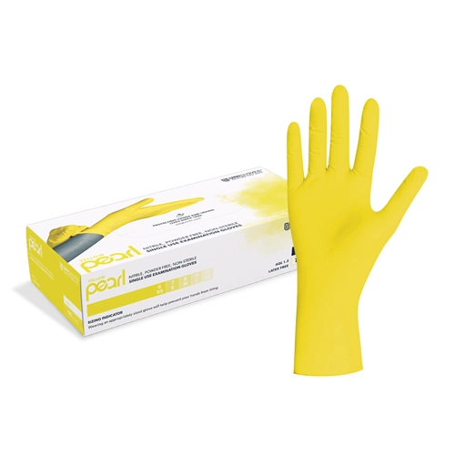 FHS HANDSCHOENEN POEDERVRIJ NITRILE YELLOW PEARL SMALL (GEEL/100st)