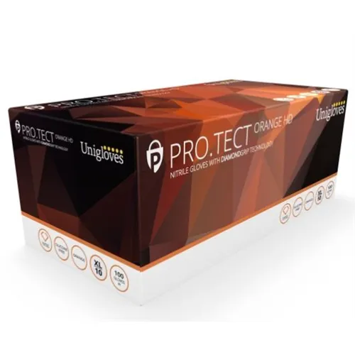 UNIGLOVES PRO.TECT ORANGE HD HANDSCHOENEN NITRILE EXTRA STERK SMALL (100st)