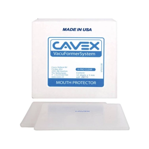 CAVEX VACUFORMER MOUTH PROTECTOR SHEETS X-PRO CLEAR 5x127x127mm (12st)