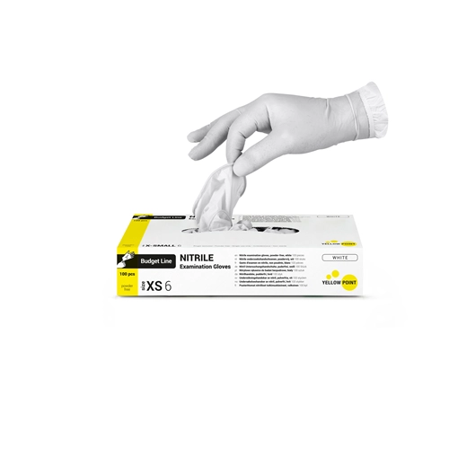YELLOW POINT BUDGET LINE HANDSCHOENEN NITRILE POEDERVRIJ WIT EXTRA SMALL (100st)