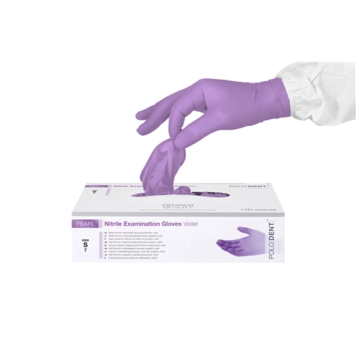 POLODENT HANDSCHOENEN PEARL NITRILE POEDERVRIJ VIOLET SMALL (100st)