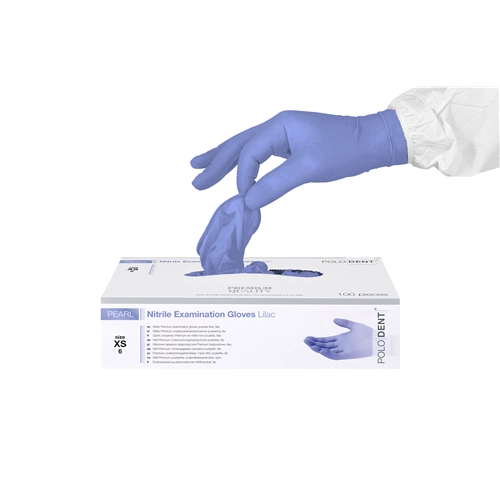 POLODENT HANDSCHOENEN PEARL NITRILE POEDERVRIJ LILA EXTRA-SMALL (100st)