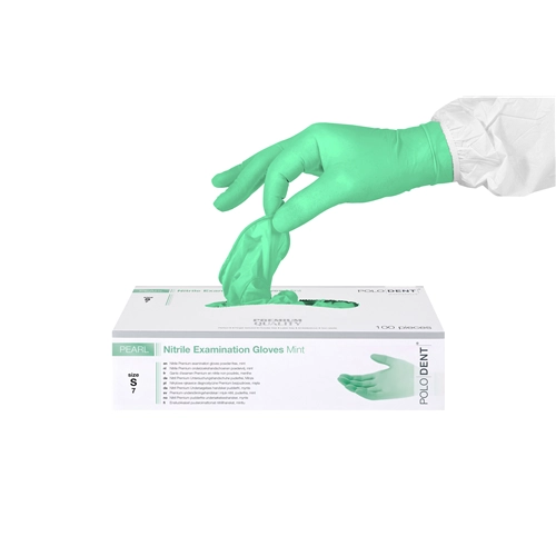 POLODENT HANDSCHOENEN PEARL NITRILE POEDERVRIJ MINT SMALL (100st)