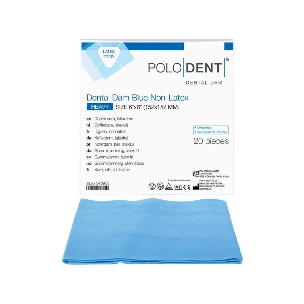 061363 - POLODENT DENTAL DAM COFFERDAM VELLEN HEAVY BLAUW NON LATEX (20st)