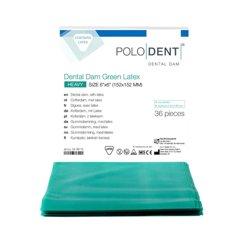 POLODENT COFFERDAM VELLEN HEAVY GROEN NATURAL LATEX (36st)
