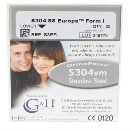 G&H S304 STAINLESS STEEL ARCHWIRE .020 LOWER EUROPAFORM I (25st)