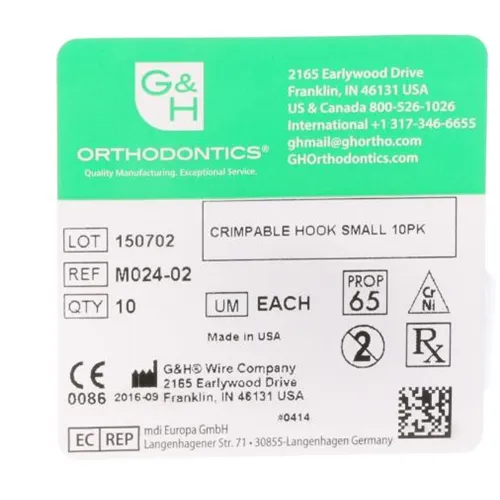 G&H CRIMPABLE SURGICAL HOOK OPEN 2mm (10st)