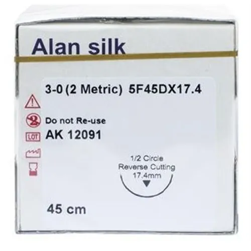 ALAN SILK HECHTZIJDE 3-0 MET 17mm SNIJDENDE NAALD 45cm (12st)