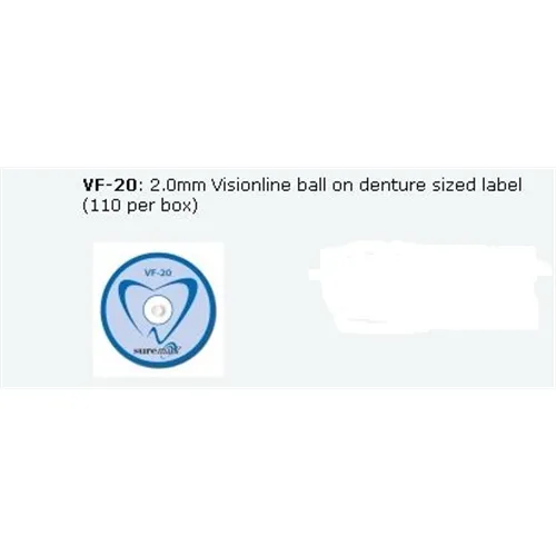 SUREMARK DENTALMARK SKINMARKERS 2.0mm VISIONLINE BALL ON DENTURE SIZED LABEL (110st)
