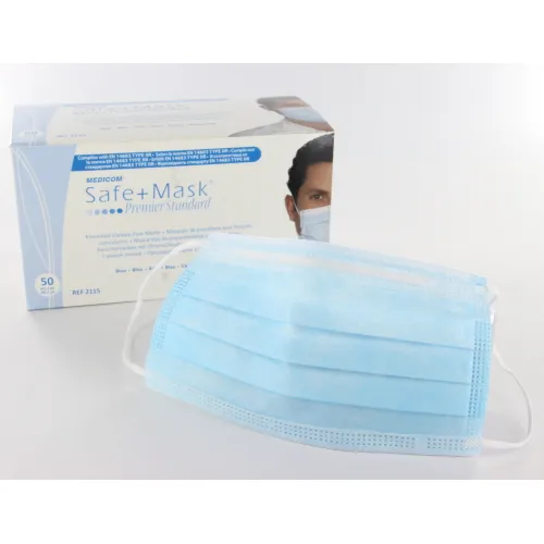 MEDICOM MONDMASKERS SAFE+MASK PREMIER MET ELASTIEK BLAUW (50st)