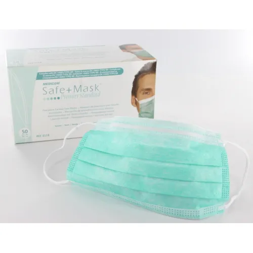 MEDICOM MONDMASKERS SAFE+MASK PREMIER MET ELASTIEK GROEN (50st)