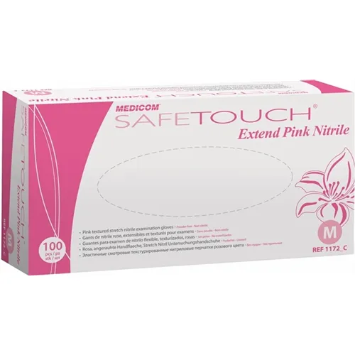 MEDICOM SAFETOUCH HANDSCHOENEN POEDERVRIJ NITRILE MEDIUM ROZE (100st)
