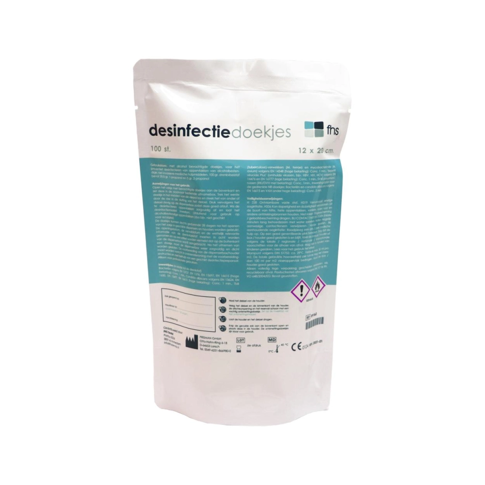 091562 - FHS DESINFECTIE ALCOHOLDOEKJES 12x20cm REFILL (100st)