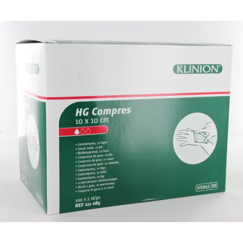 KLINION HG COMPRESS GAASJES STERIEL 10x10cm/12 laags (100st)