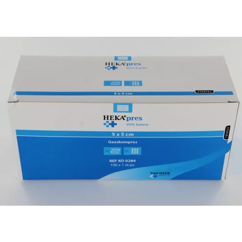 VAN HEEK GAASJES STERIEL 5x5cm 12-laags (100st)