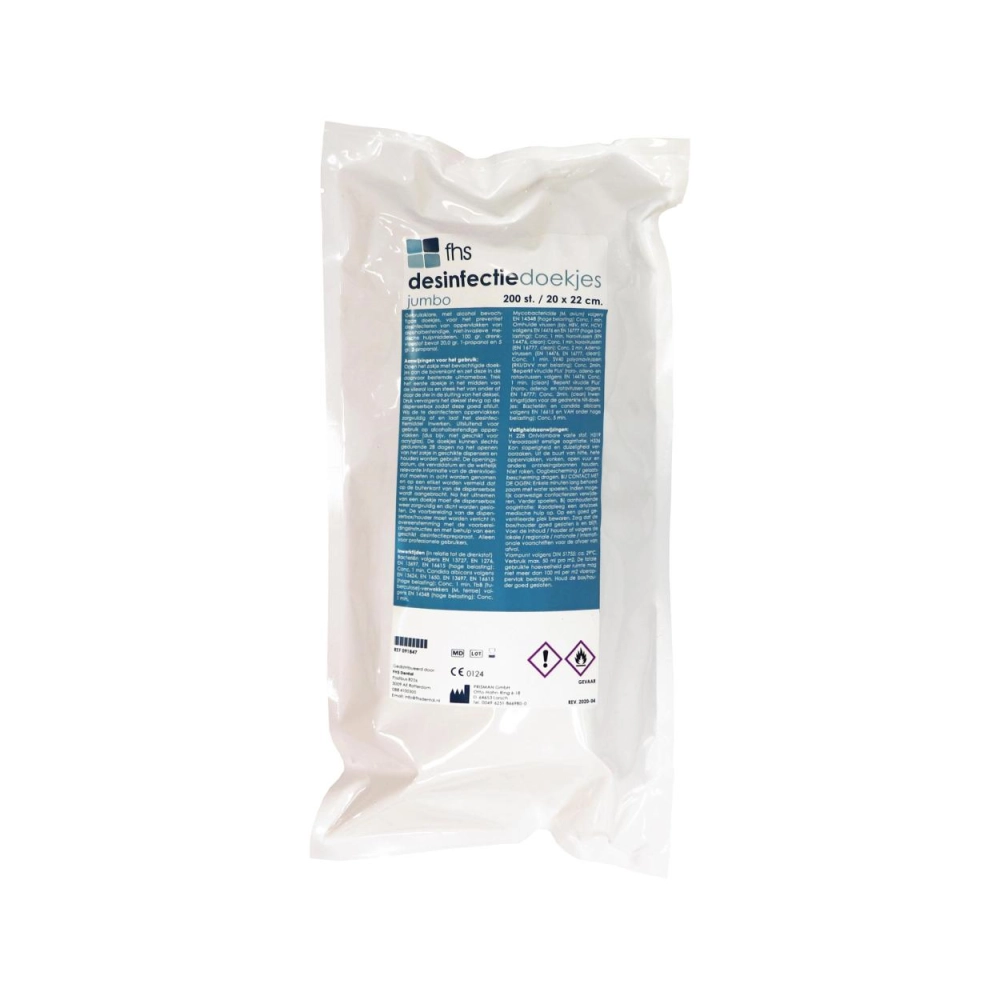 091847 - FHS DESINFECTIE ALCOHOLDOEKJES JUMBO 20x26cm REFILL (200st)