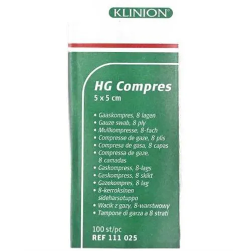 KLINION HG COMPRESS GAASJES NIET STERIEL 5x5cm/8 laags (100st)