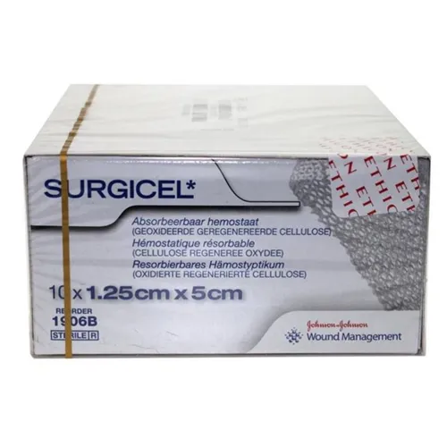 J&J SURGICEL TABOTAMP GAASJES 1,25x5cm (10st)