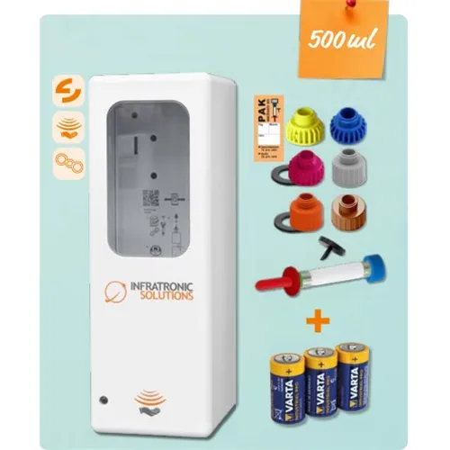 INFRATRONIC SOLUTIONS HYGIENE TOUCHLESS DISPENSER EURO-2 NR.IT500AW INCL. BATTERIJEN + POMP