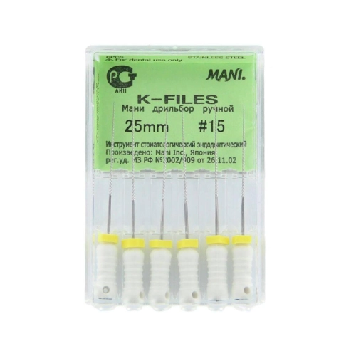 MANI K-FILES 25mm NR.15 WIT (6st)