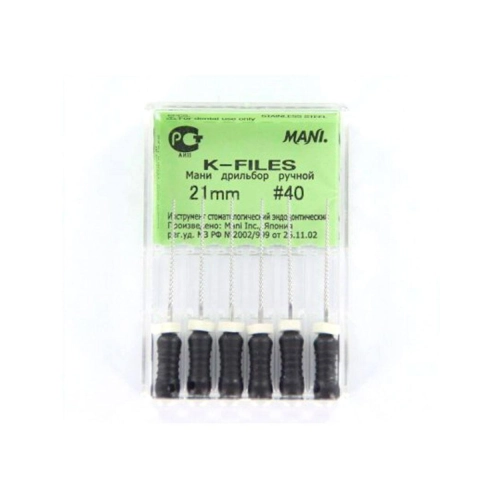 MANI K-FILES 21mm NR.40 ZWART (6st)