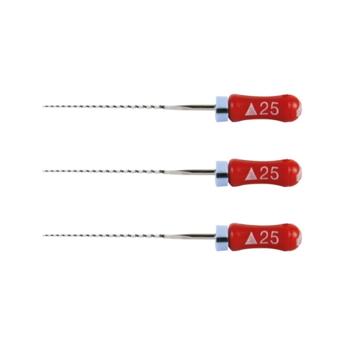 MAILLEFER READY STEEL K-REAMERS 25mm NR.25 STERIEL ROOD (6st)