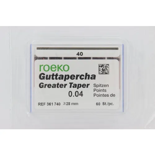 ROEKO GUTTA PERCHA POINTS GREATER TAPER .04 NR.40 ZWART (60st)